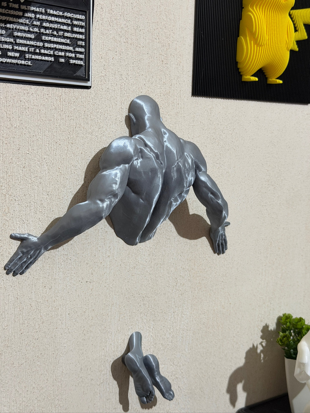 Man pushing wall
