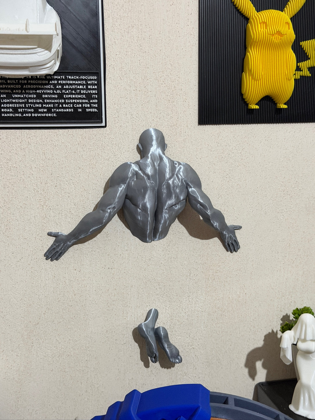 Man pushing wall