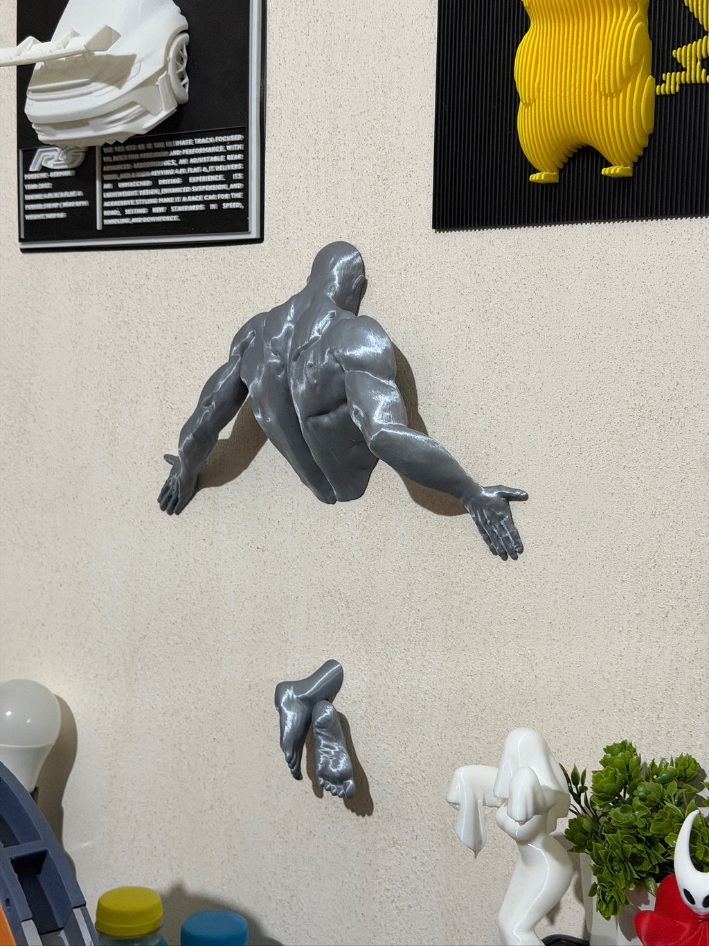 Man pushing wall