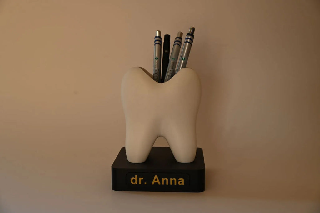 Personalized dental pen or brush holder