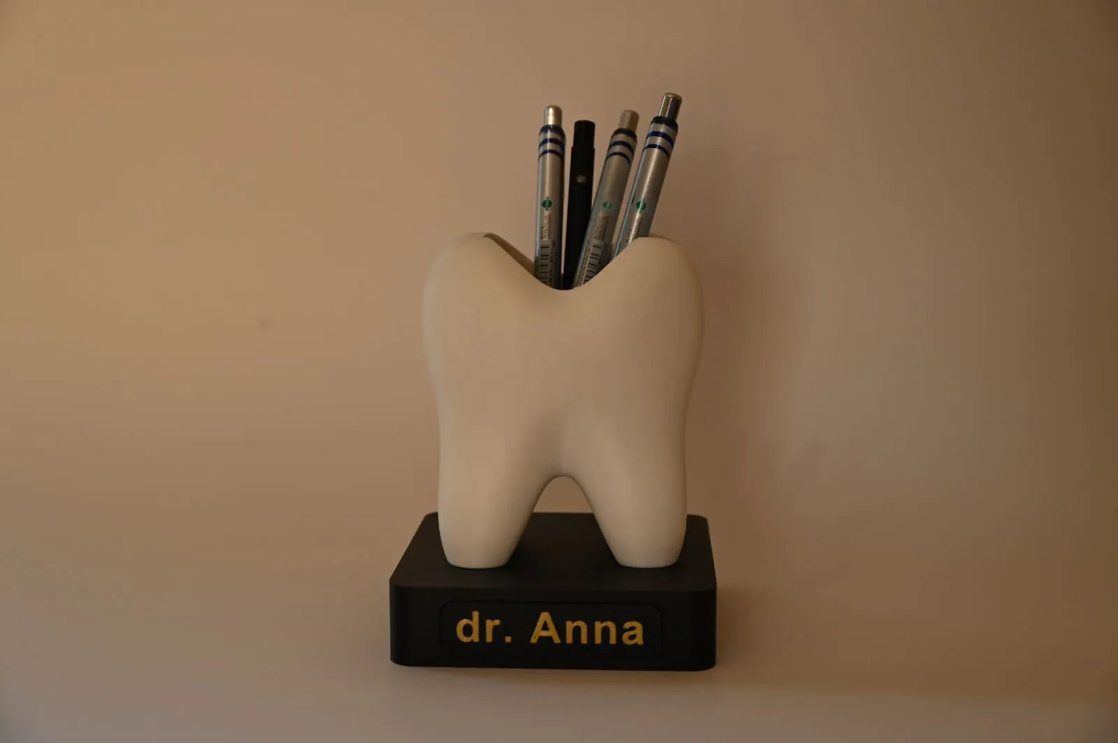 Personalized dental pen or brush holder