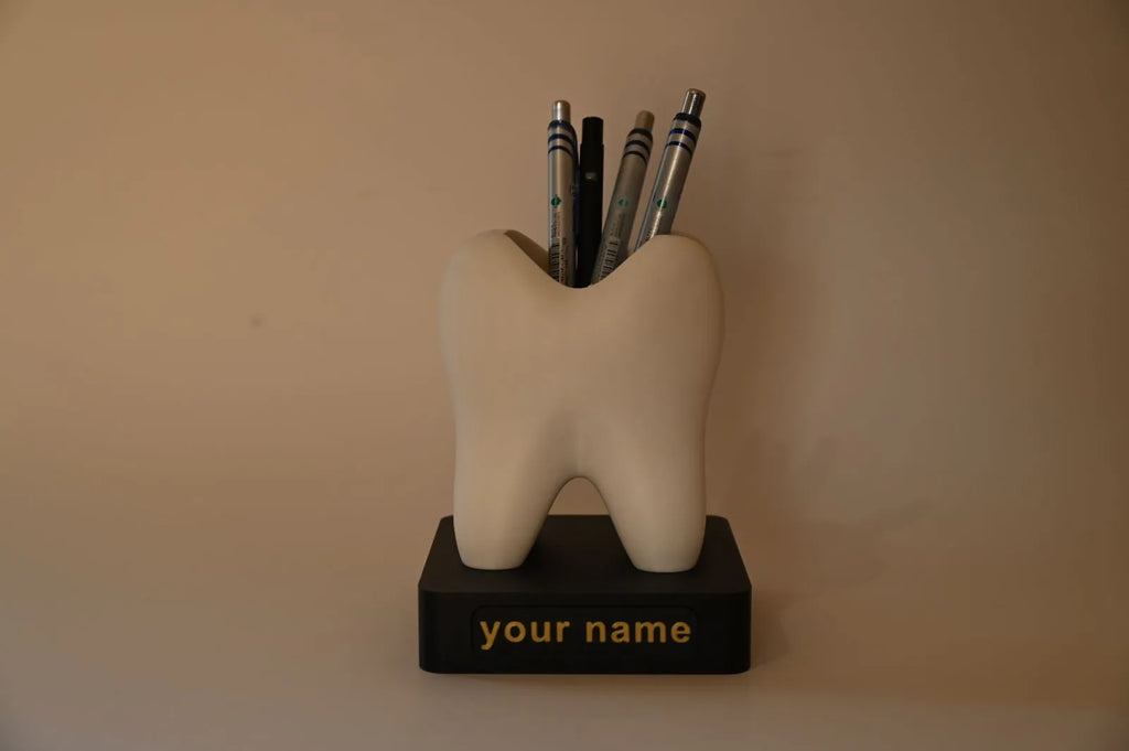 Personalized dental pen or brush holder