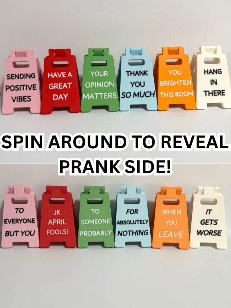 Mini prank desk signs