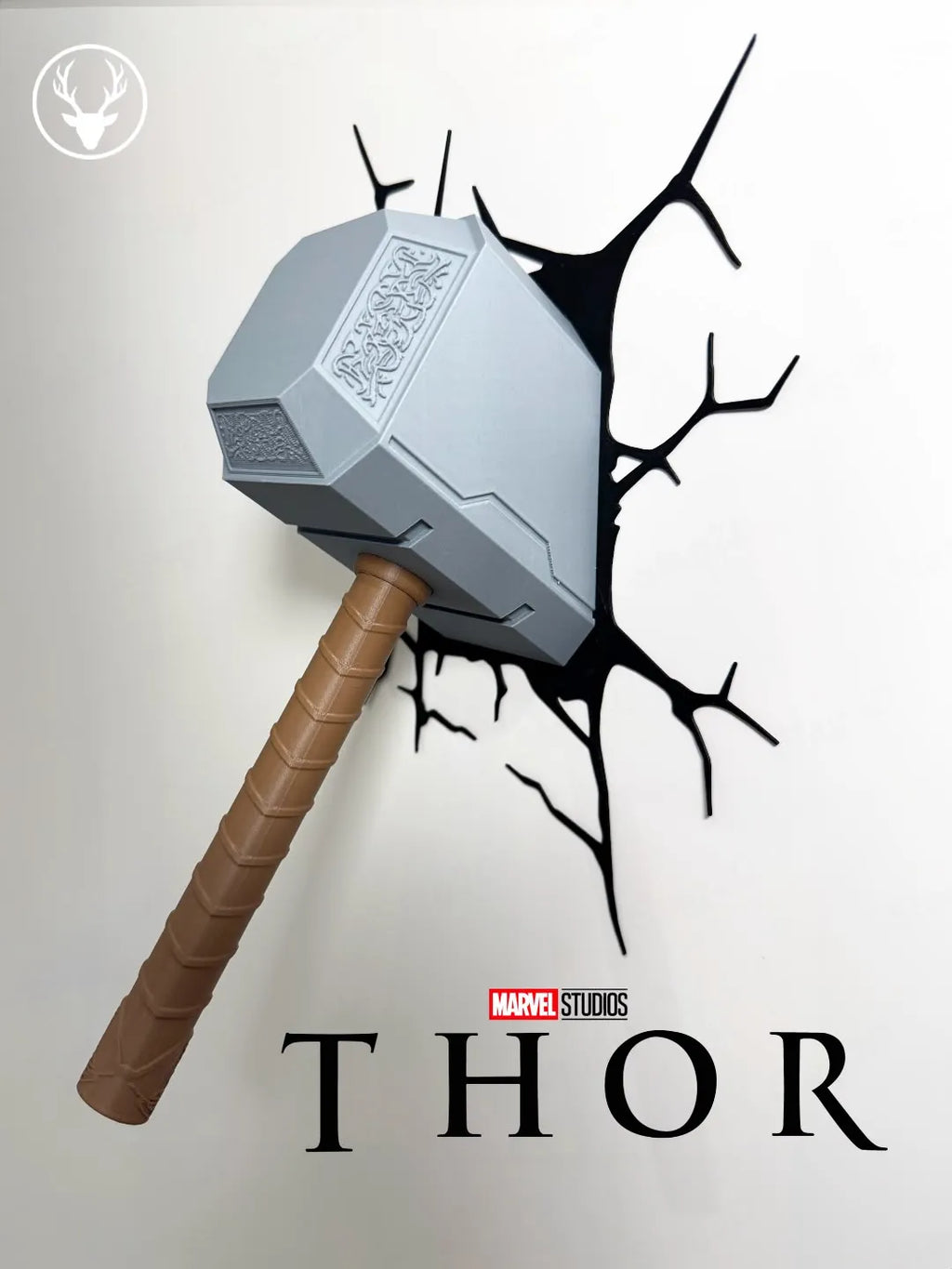 Thor hammer wall art with cracks
