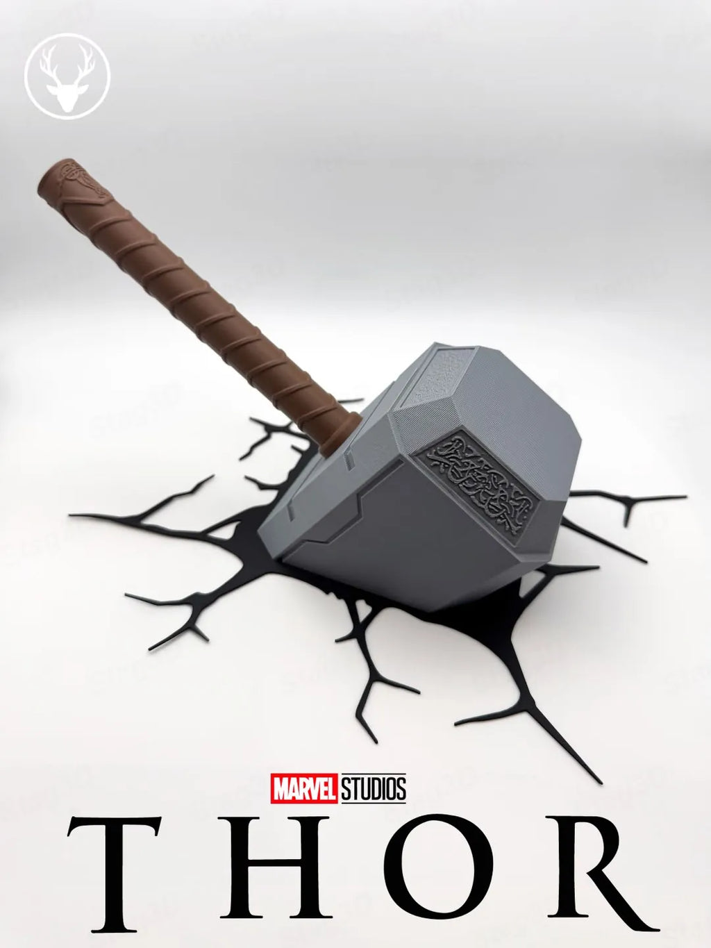Thor hammer wall art with cracks