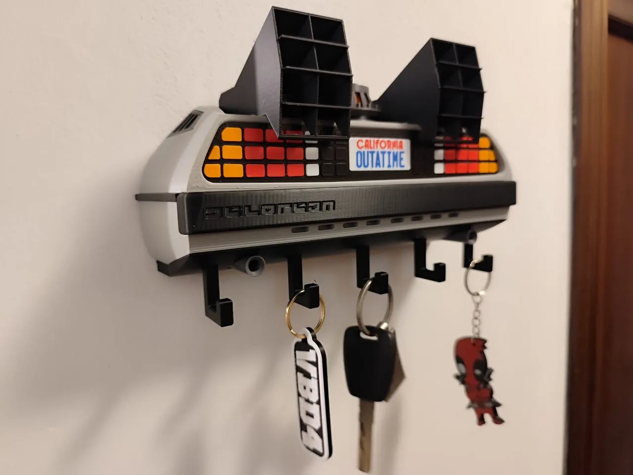 Delorean from back to the future movie wall art and keychain holder