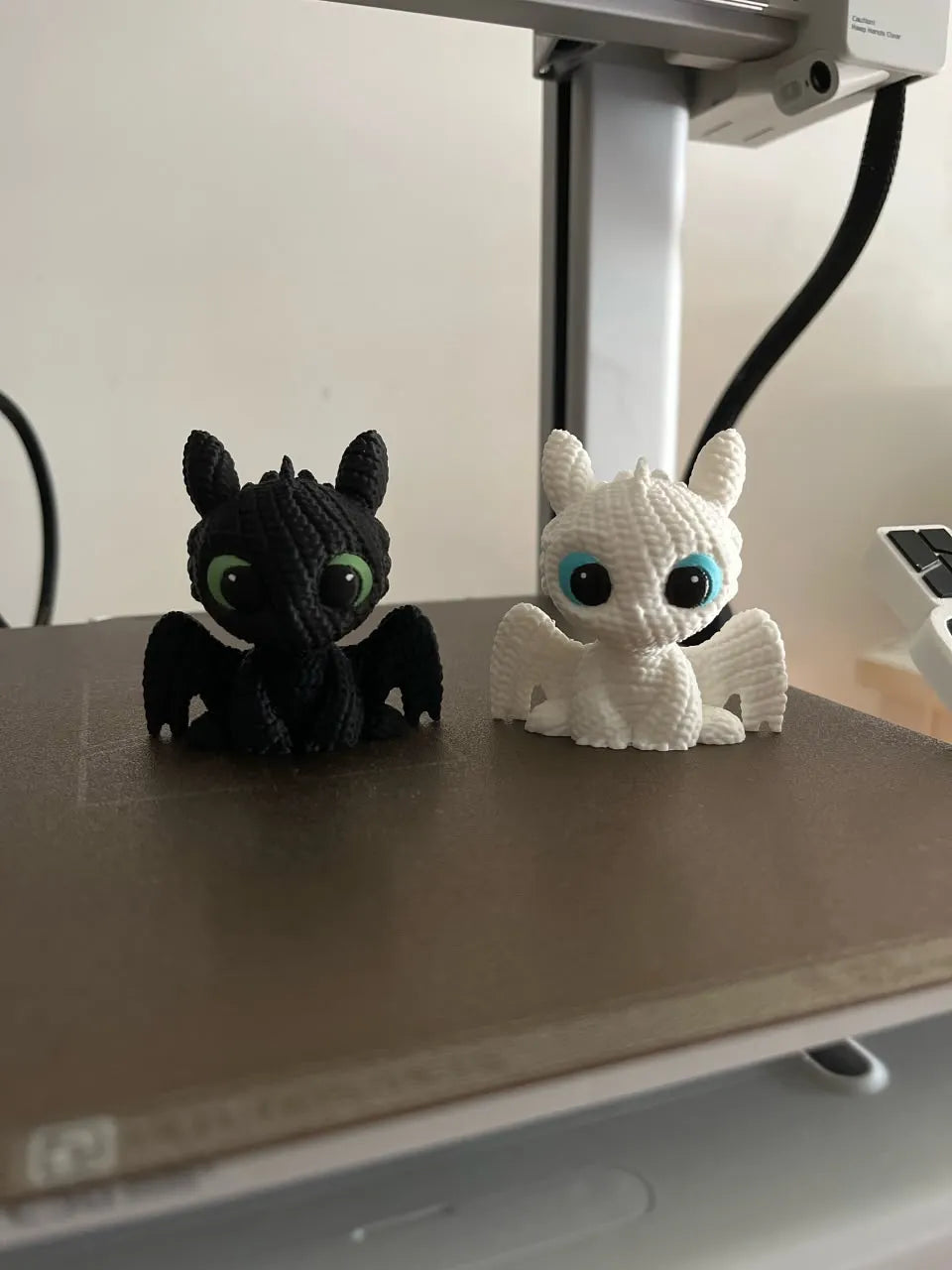 Knitted mini toothless/light fury dragon figure