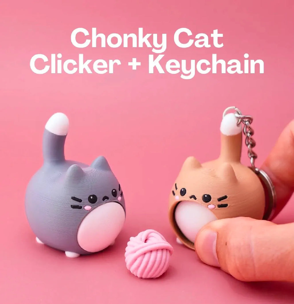 Chonky cat clicker keychain (with a mini yarn per cat )