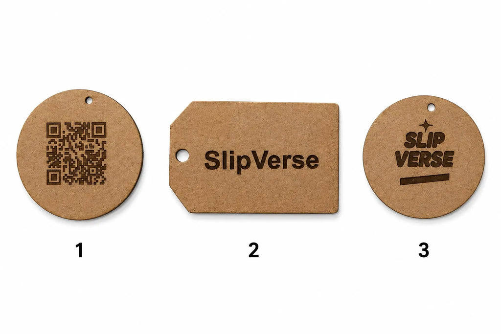Laser emgraved wooden keychain or label