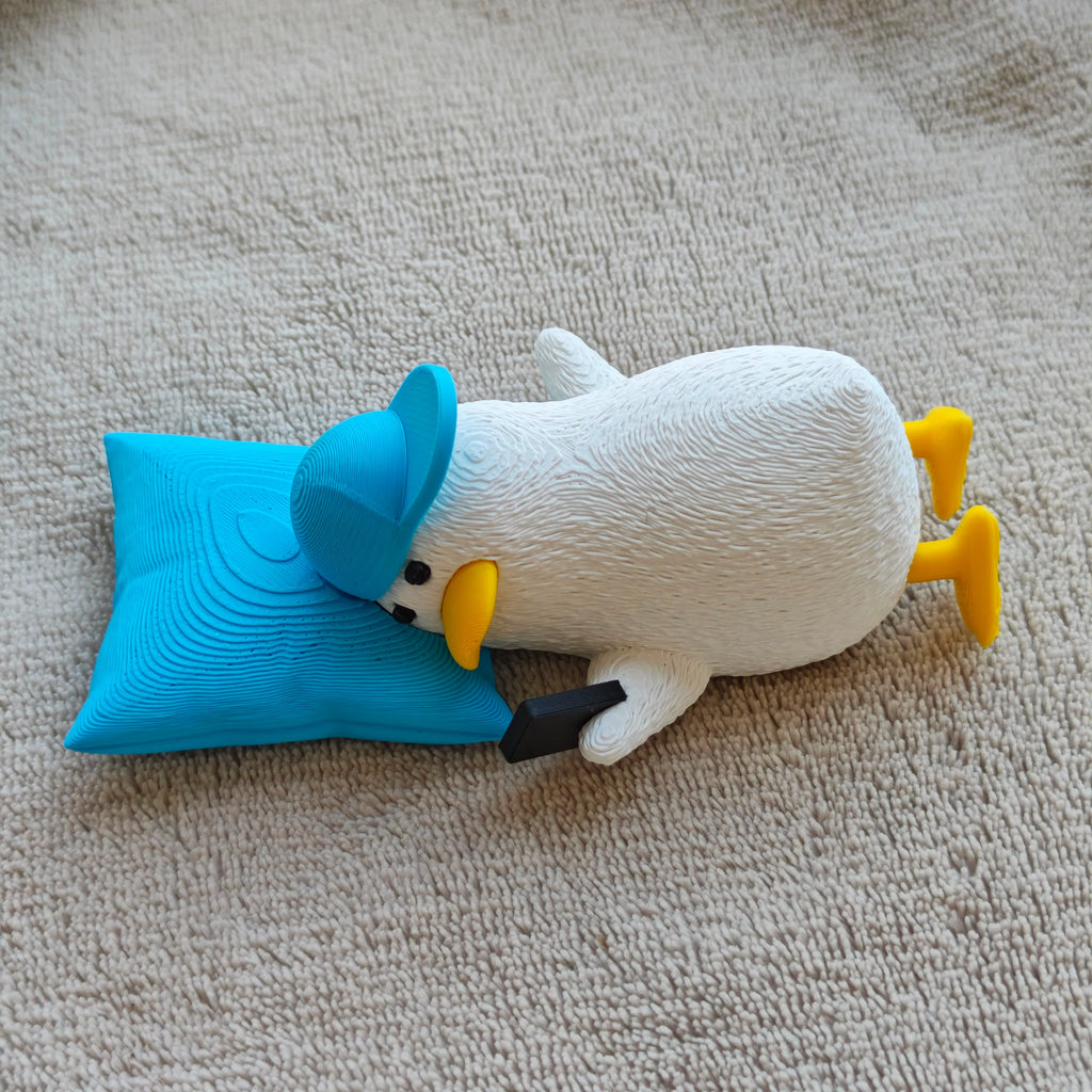 Lazy duck on phone (fuzzy skin )