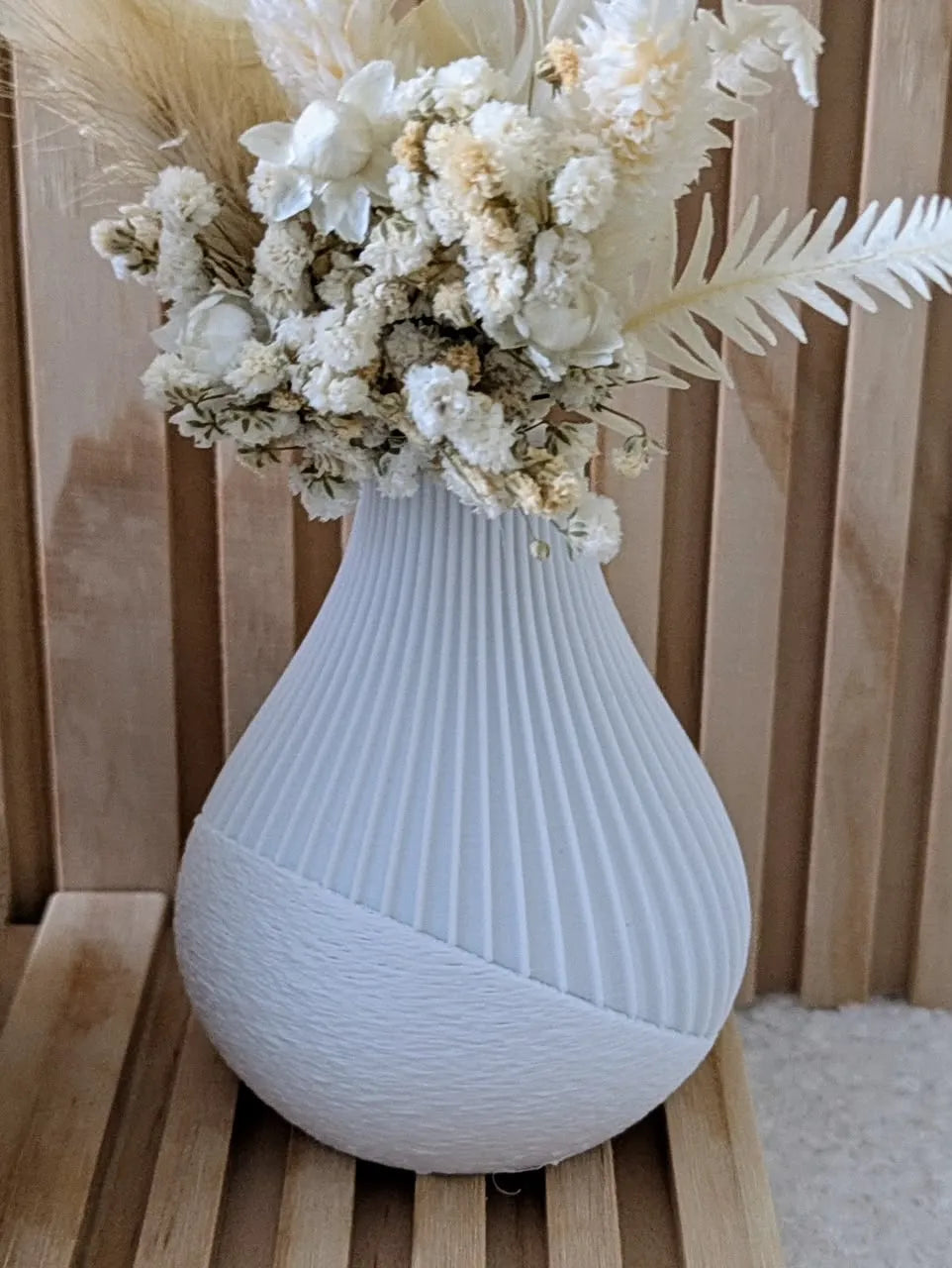 Dual-Texture Modern Vase (Ribbed/Fuzzy) pair of 2