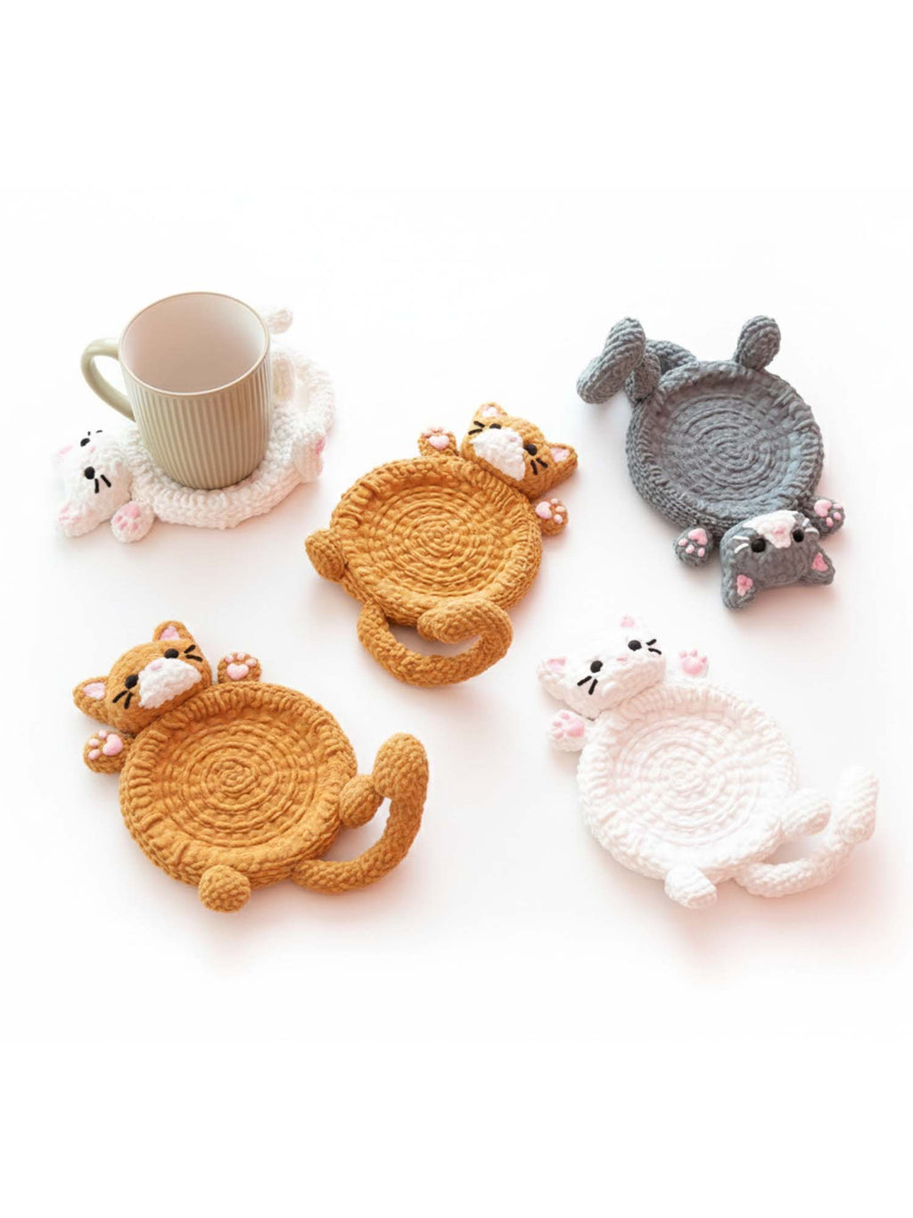 Knitted Cat Coaster